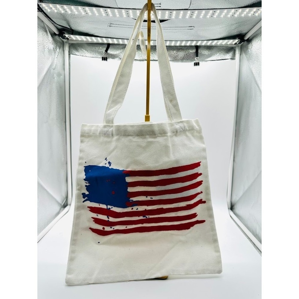 USA American Flag Canvas Tote Bag Patriotic Red White Blue Large Reusable Should